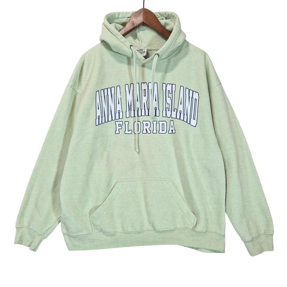 Pacific & Co Anna Maria Island Florida Hoodie L Fleece Sage Green Unisex Casual